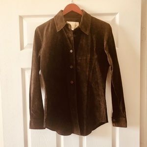 ♣️ 💯% SUEDE MARGARET GODFEY BUTTON DOWN SHIRT ♠️